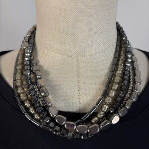 Silpada 'Hailstone' Hematite & Glass Detail Multi-Strand Necklace